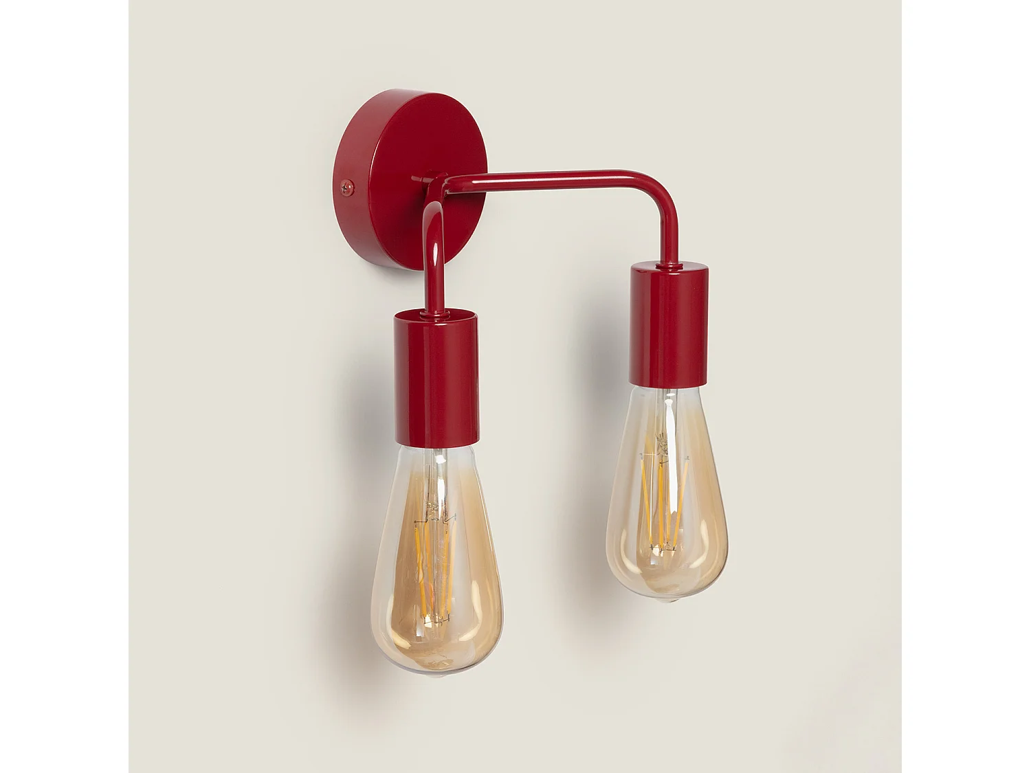 Lámpara de Pared de Metal 2 Focos Jayso Rojo