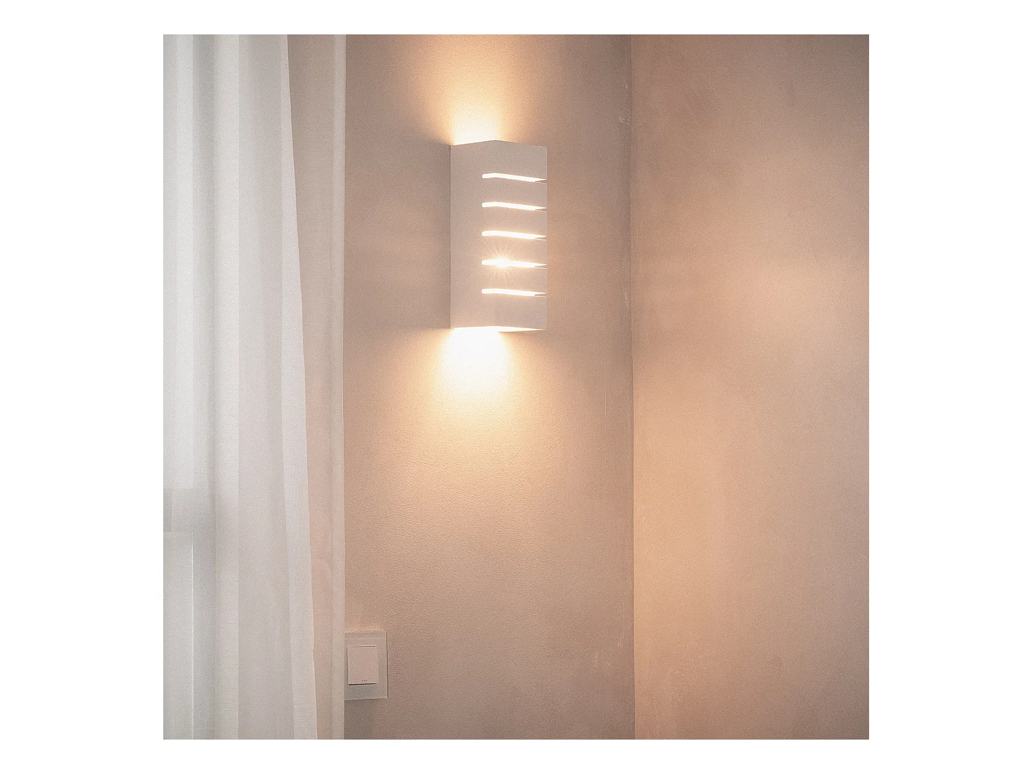 Applique Murale Plâtre Double Éclairage Rubis Blanc