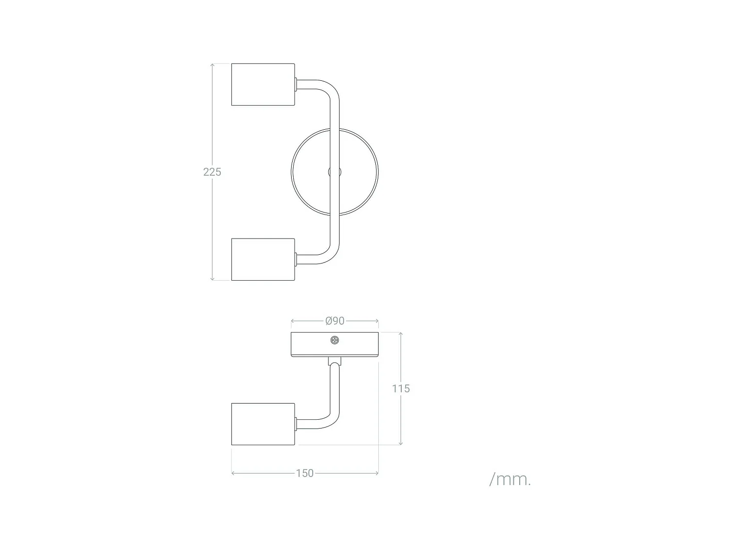 Lámpara de Pared de Metal 2 Focos Jayso Beige