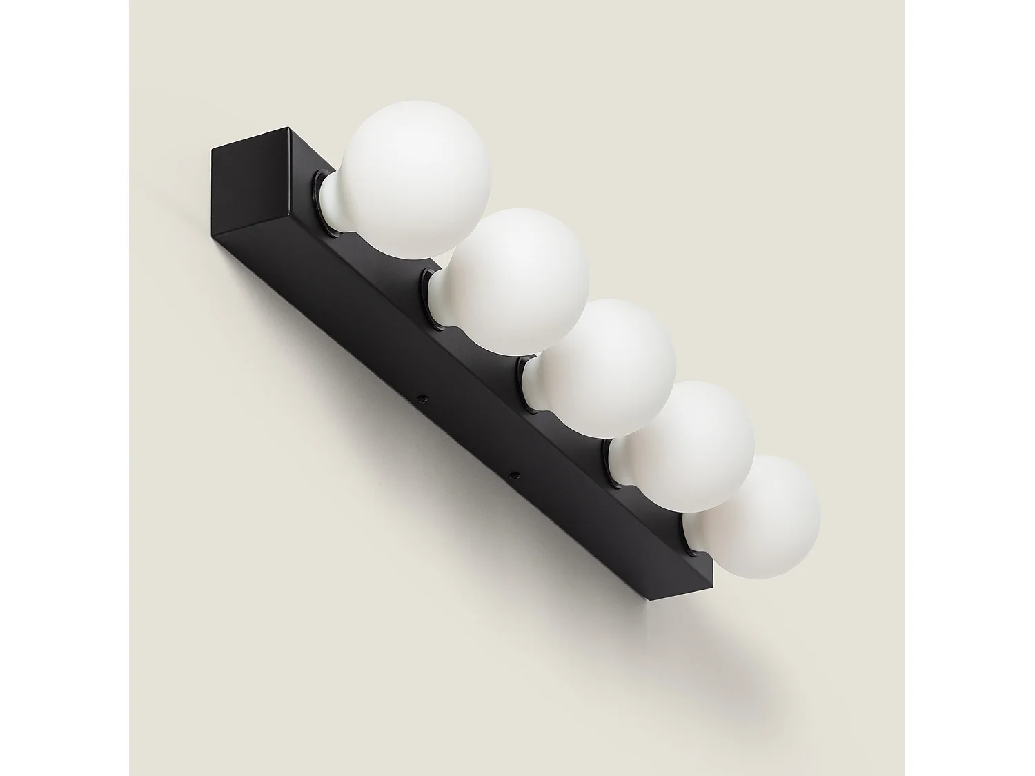 Lampada da Parete Bagno Metallo 5 Faretti Aizkra Nero