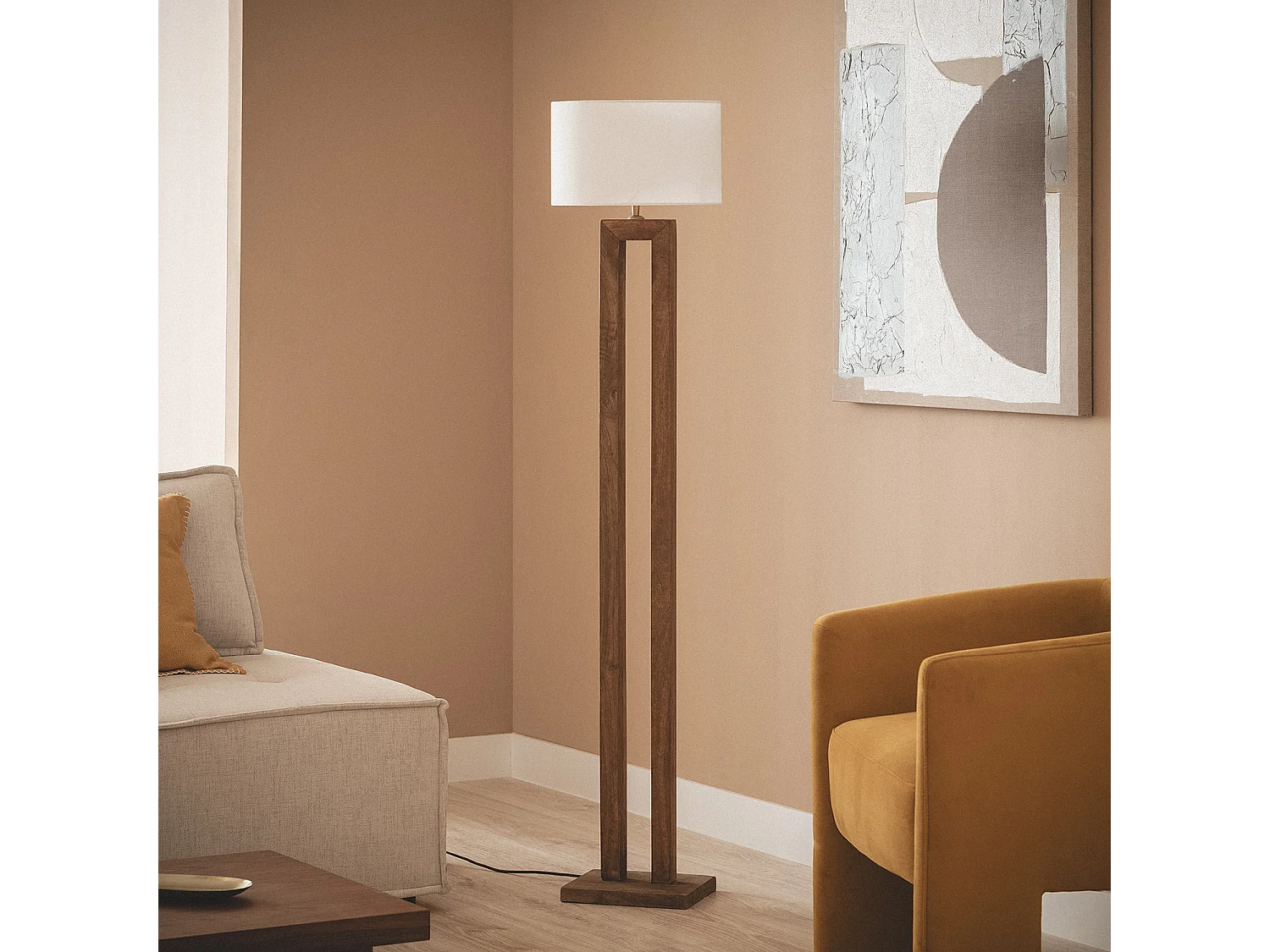 Lampada da Terra Legno Abner Naturale