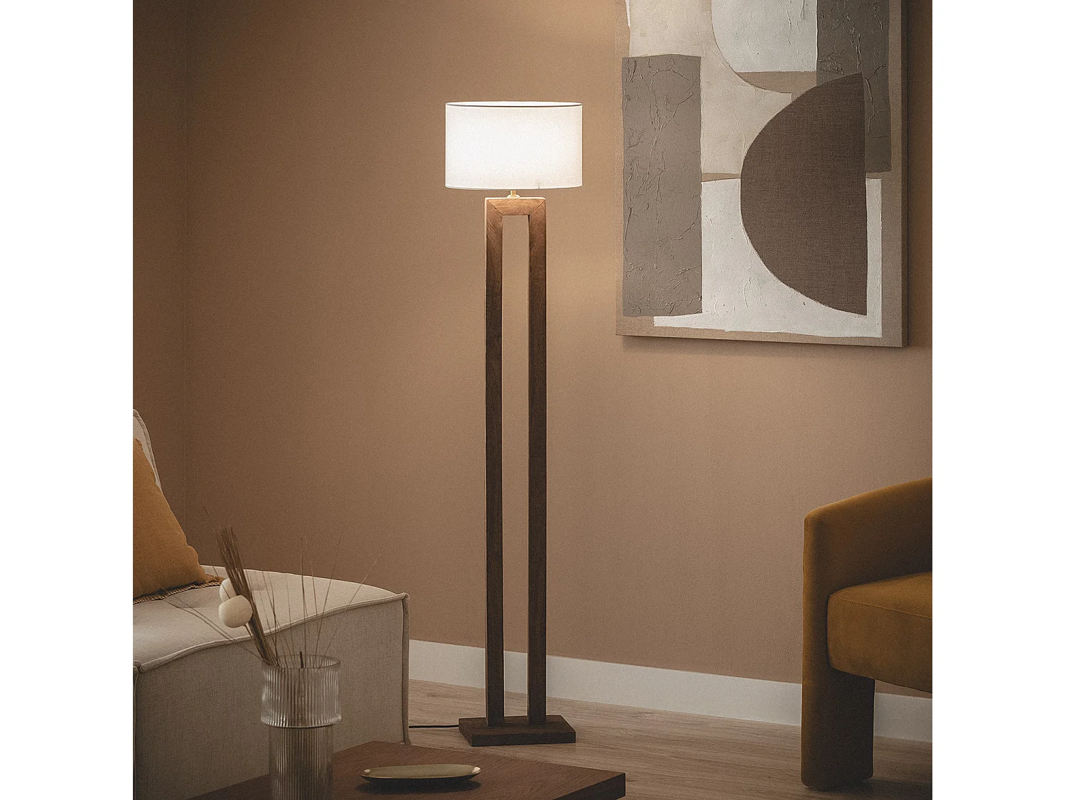 Lampada da Terra Legno Abner Naturale