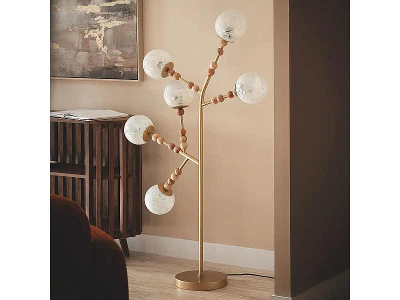 Lámpara de Pie Metal Cristal Routi ILUZZIA Dorado