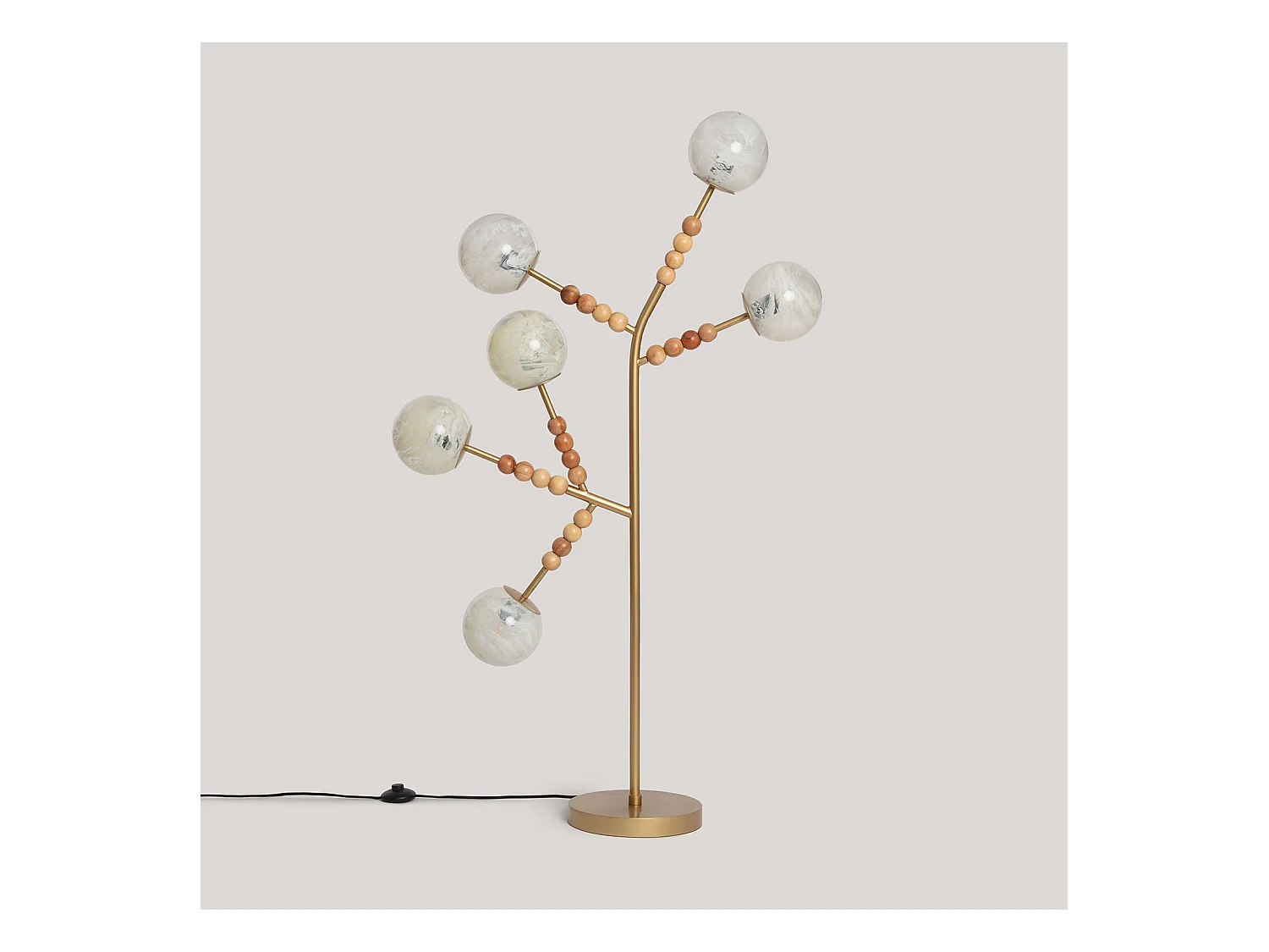 Lampadaire Métal et Verre Routi  Doré