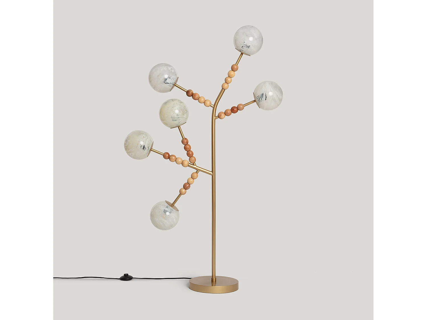 Lampadaire Métal et Verre Routi  Doré