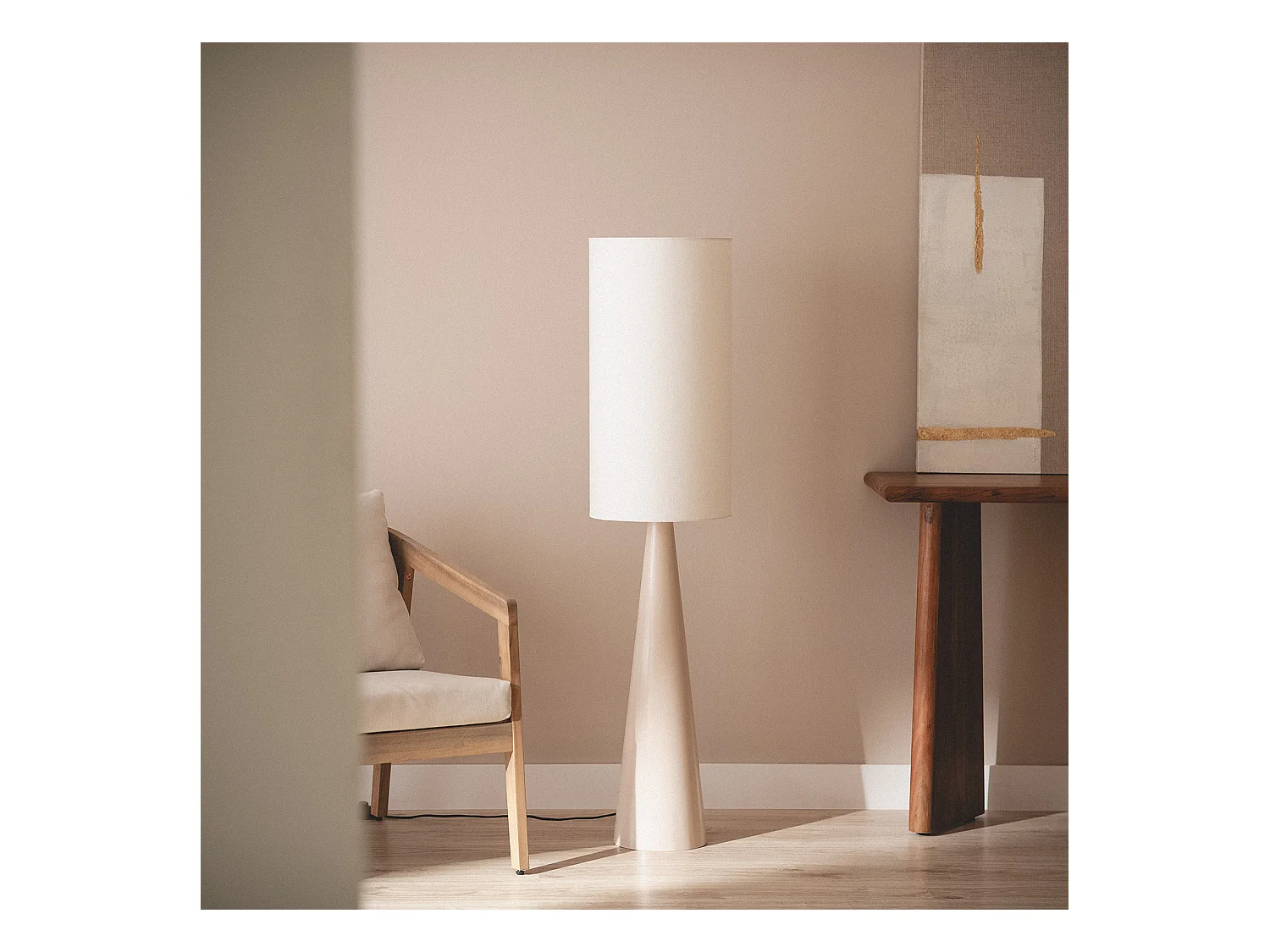 Lampada da Terra Metallo Cambaca Beige