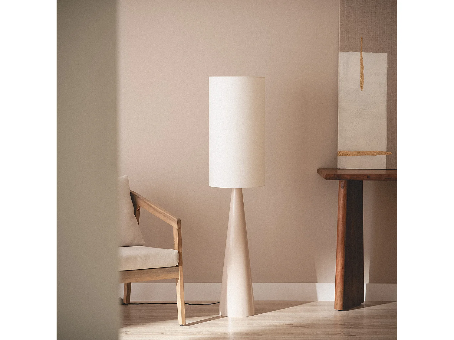 Lampadaire Métal et Tissu  Cambaca Beige