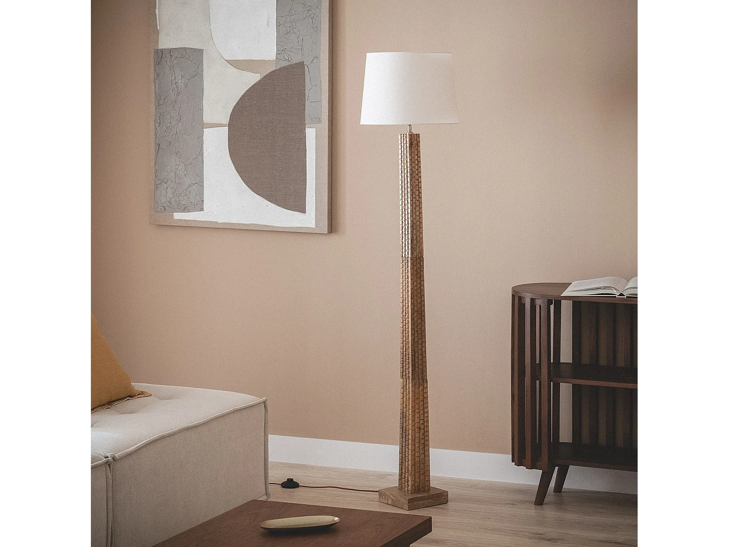 Lampadaire Bois Kyathi ILUZZIA Blanc