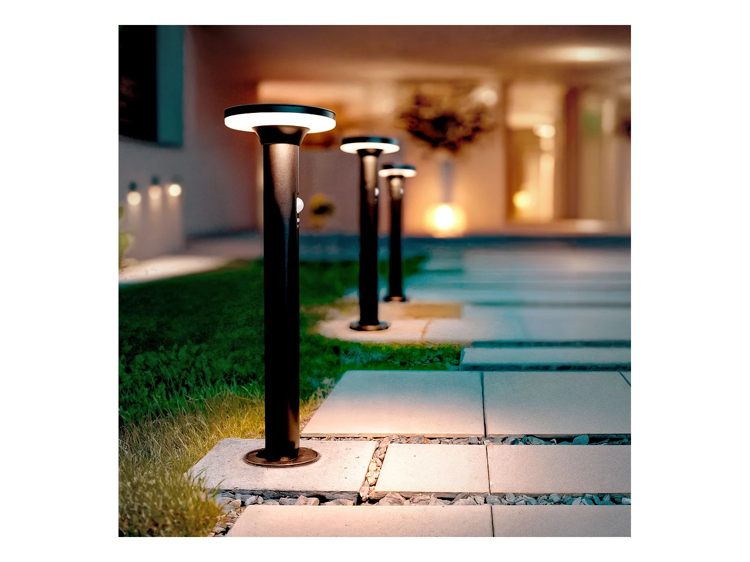 Balise Solaire Extérieure LED 6W en Saillie sur Pied 45cm avec Détecteur de Mouvement Helios Inox 304  4000K Blanc neutre