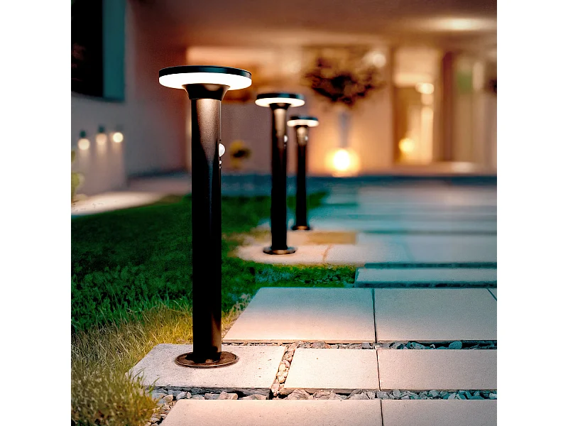 Lampioncino Solare per Esterni LED 6W Superficie 45cm con Sensore di Movimento Helios Acciaio Inox 304 4000K Bianco Naturale