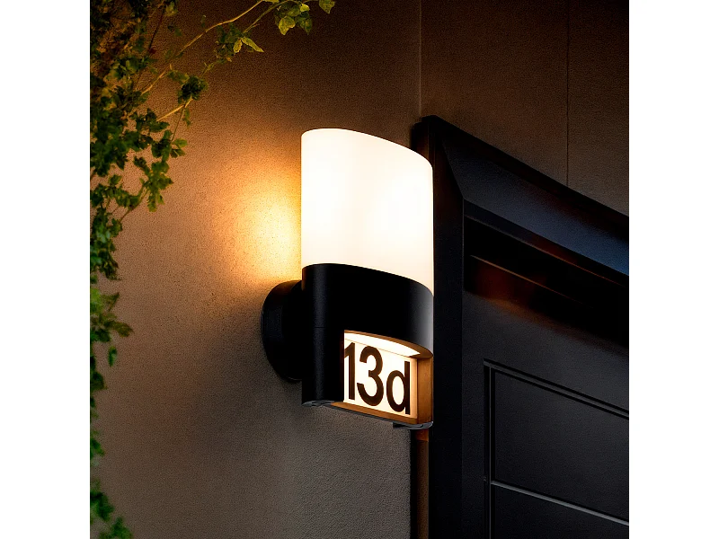 Applique da Parete per Esterni LED 10W Alluminio per la Numerazione della Casa Mulham Nero