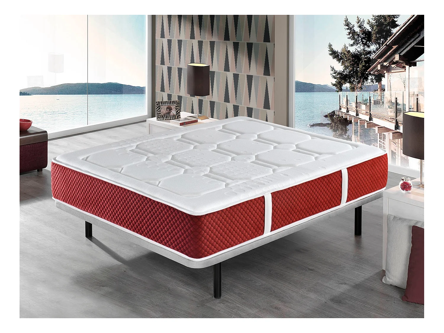 Matras in latex en pocketveren 100X200 SPRING LATEX PREMIUM, hoogte 30 CM, natuurlatex. 7 comfortzones