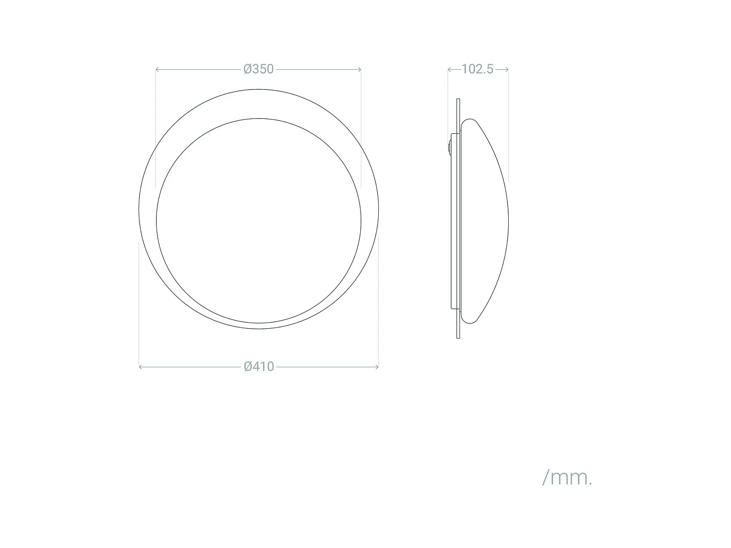 Plafonnier LED 18W Rond Feutre Ø460 mm CCT Sélectionnable Lezhan Gris