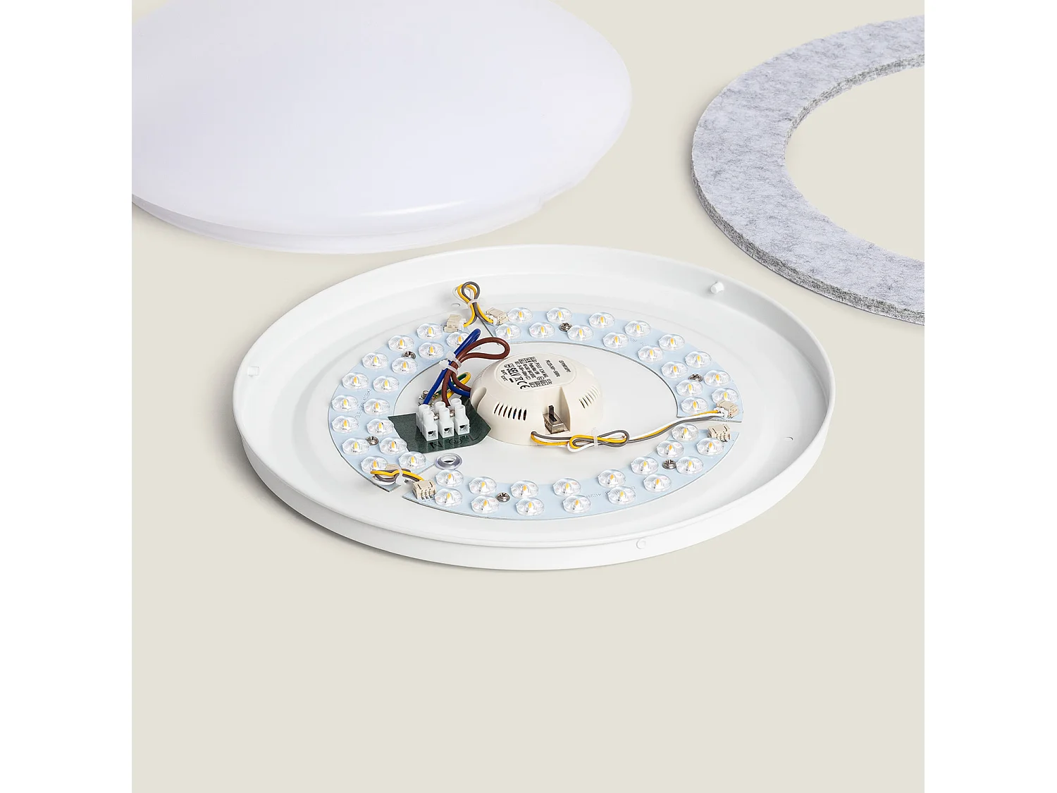 Plafonnier LED 18W Rond Feutre Ø460 mm CCT Sélectionnable Lezhan Gris