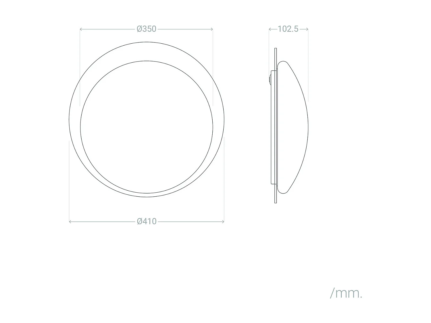 Plafonnier LED 18W Rond Feutre Ø460 mm CCT Sélectionnable Lezhan Gris