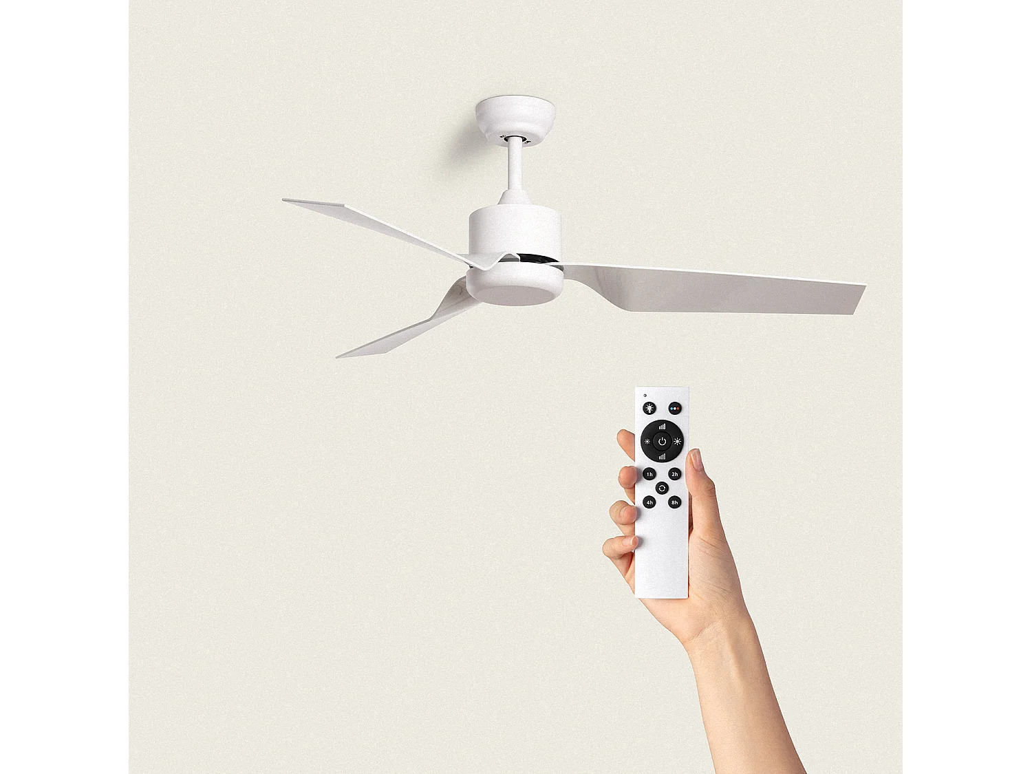 Ventilateur de plafond Silencieux Minimal Blanc 132cm Moteur DC Blanc CCT Avec lumière, Télécommande, Wifi: False