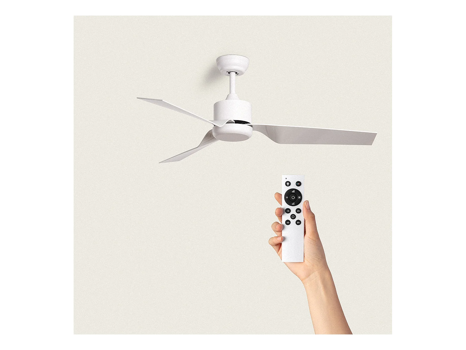 Ventilatore da Soffitto Silenzioso Minimal Bianco 132cm Motore DC Bianco Con Luce, Telecomando, Wifi: True