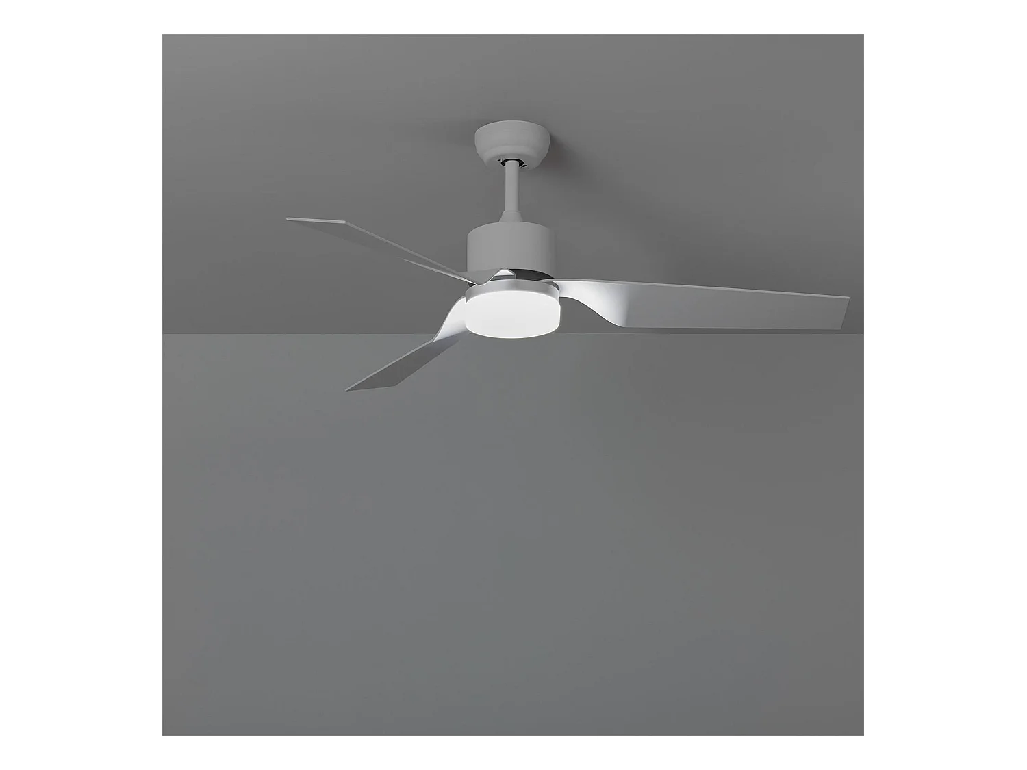 Ventilatore da Soffitto Silenzioso Minimal Bianco 132cm Motore DC Bianco Con Luce, Telecomando, Wifi: True