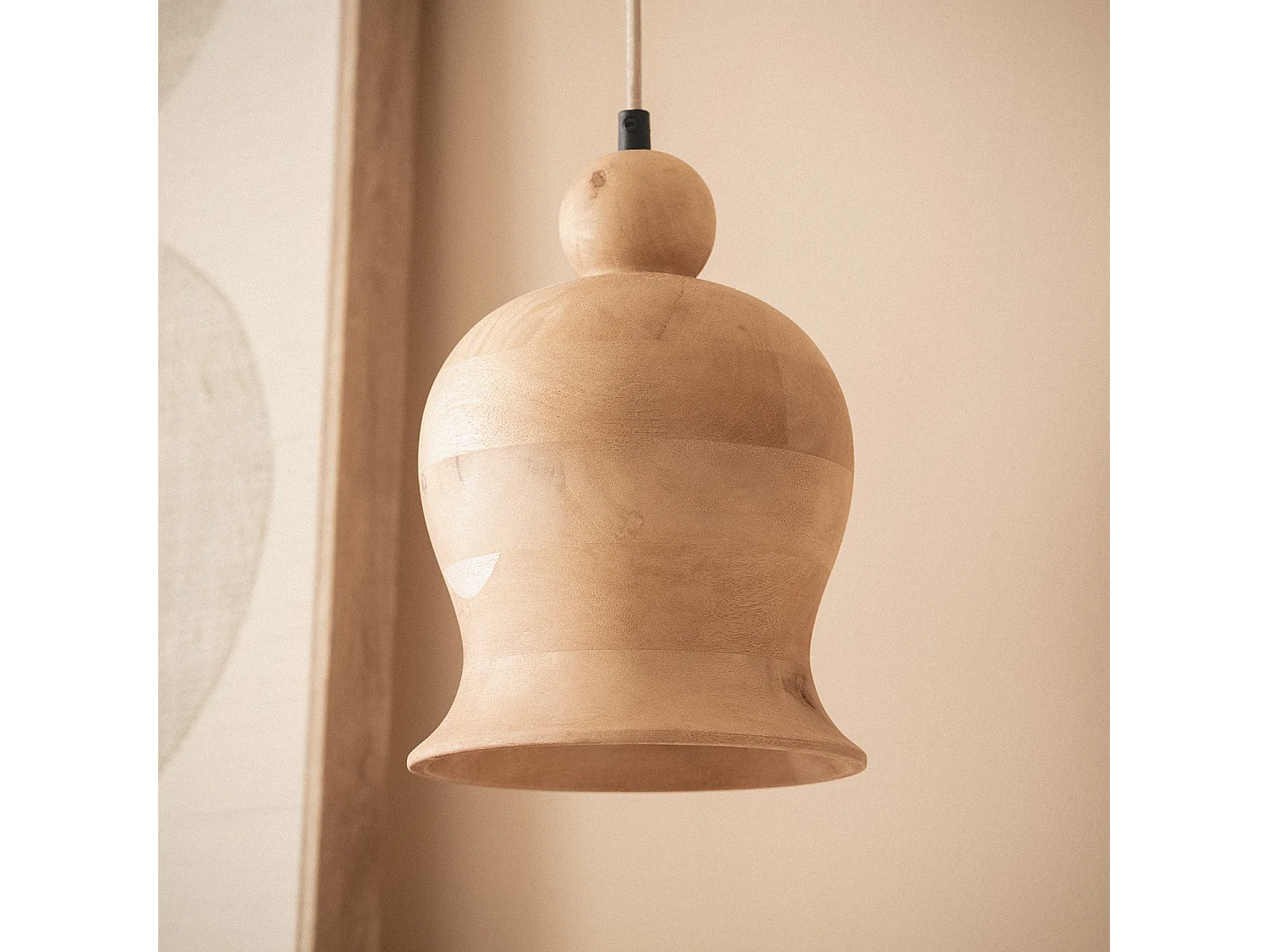 Lámpara Colgante Madera Akesh III ILUZZIA Natural