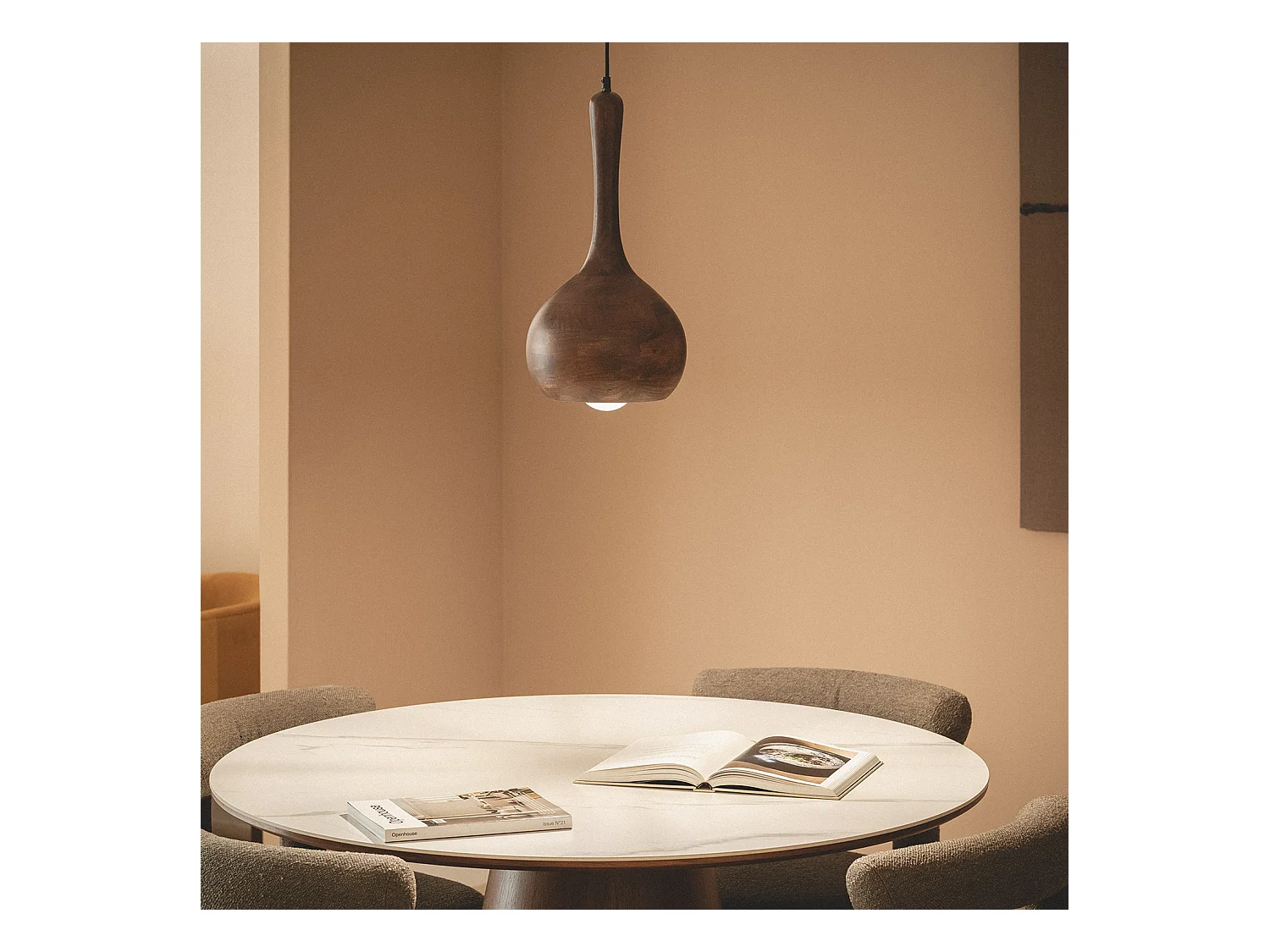 Lampada a sospensione Legno Gatik ILUZZIA Marrone