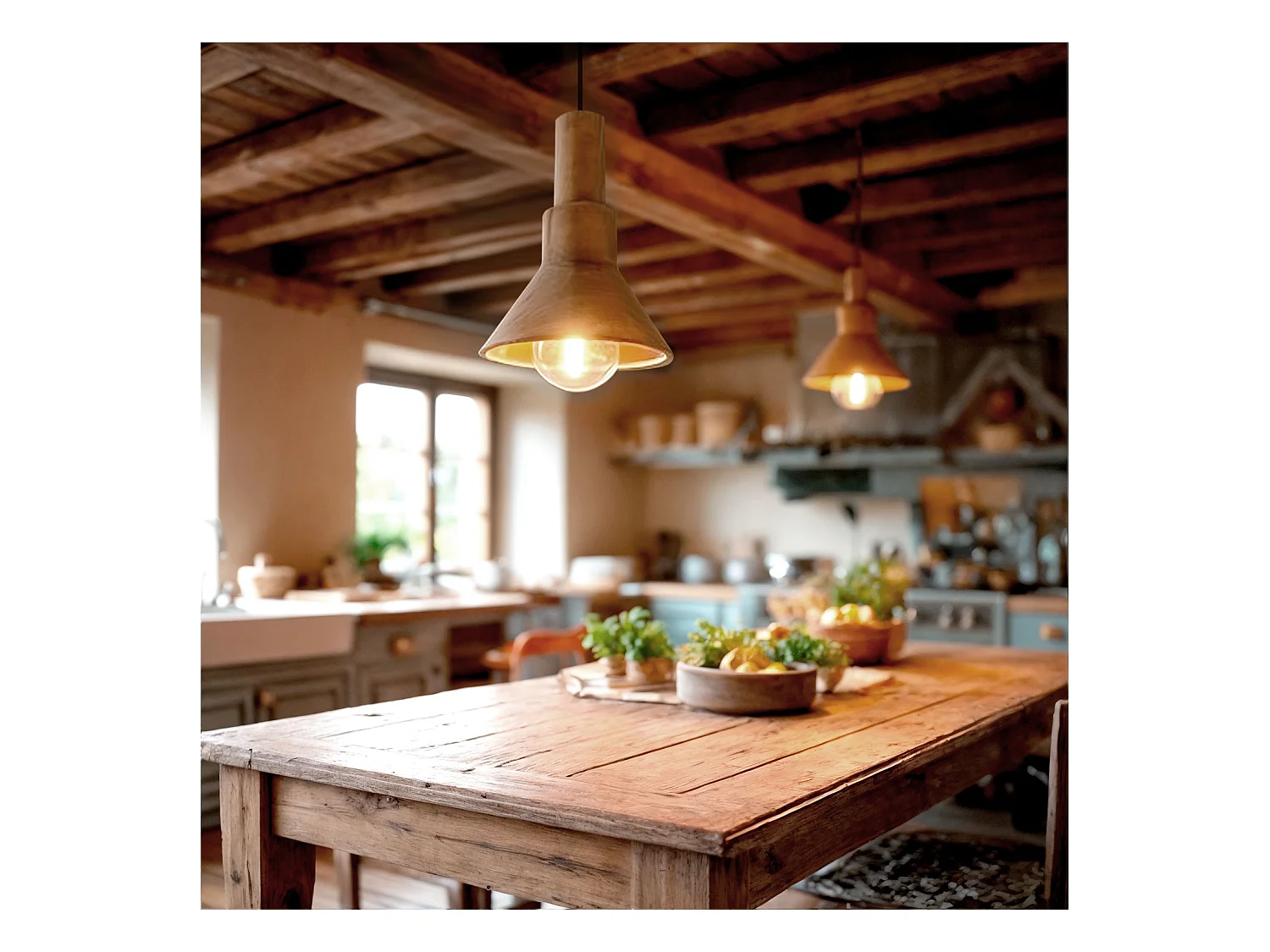 Lampada a Sospensione Legno Dallas Conne Marrone