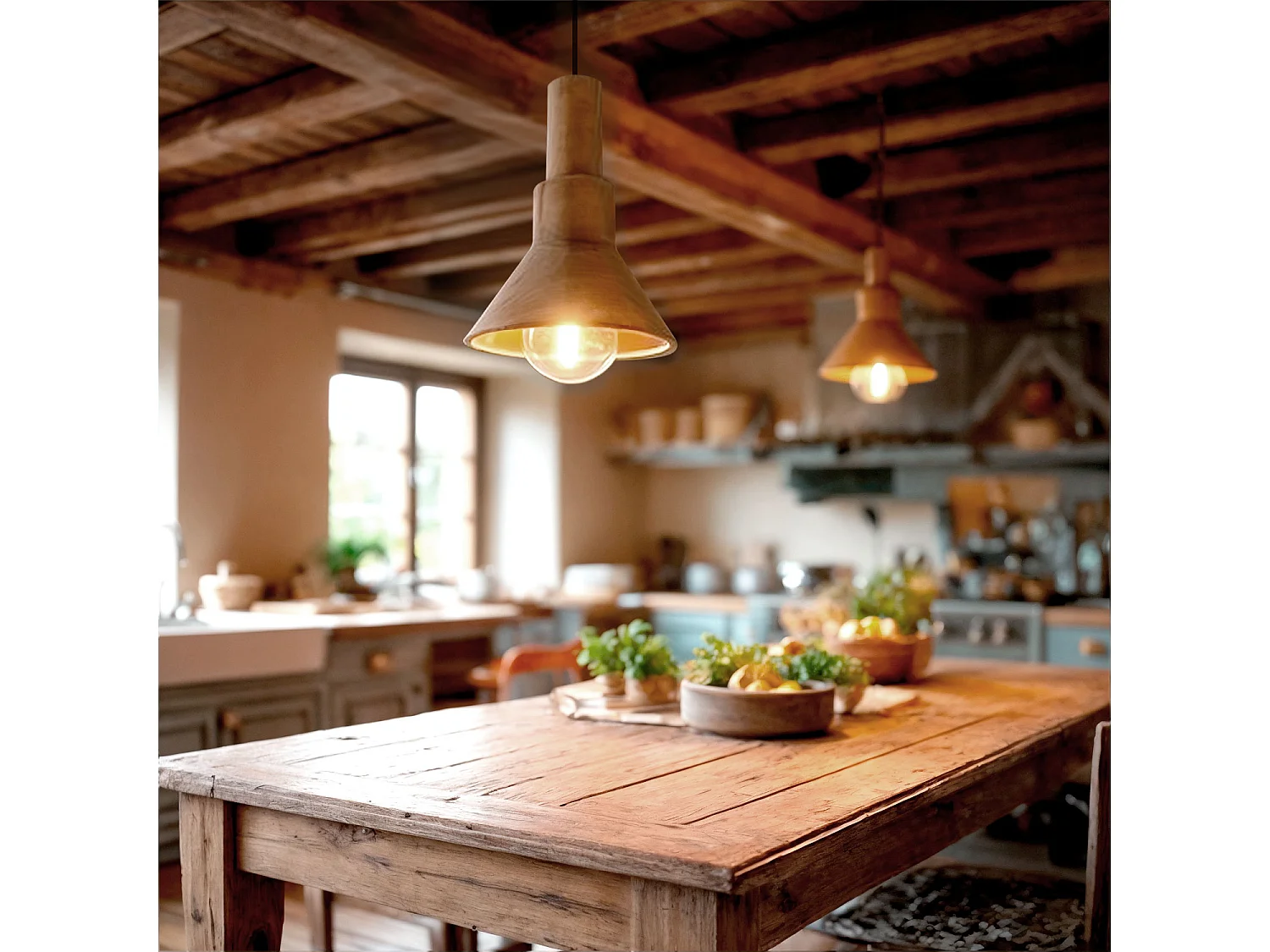 Suspension Bois Dallas Cône Brun