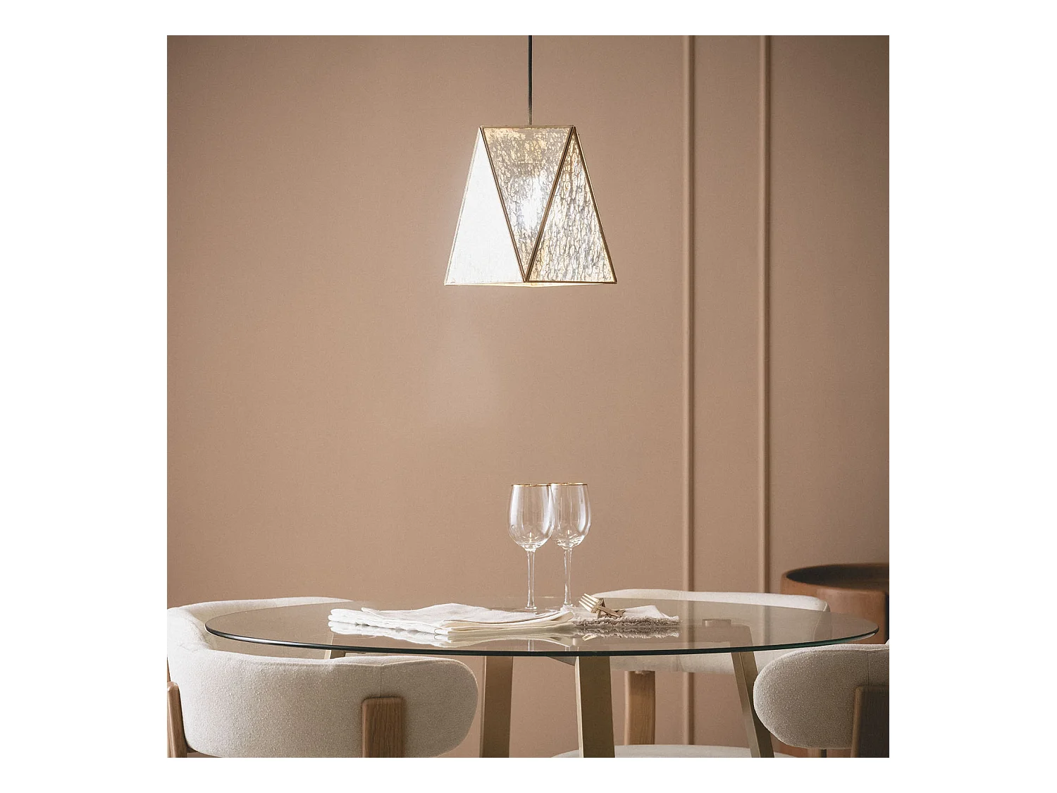 Suspension Métal et Verre Mattina Doré