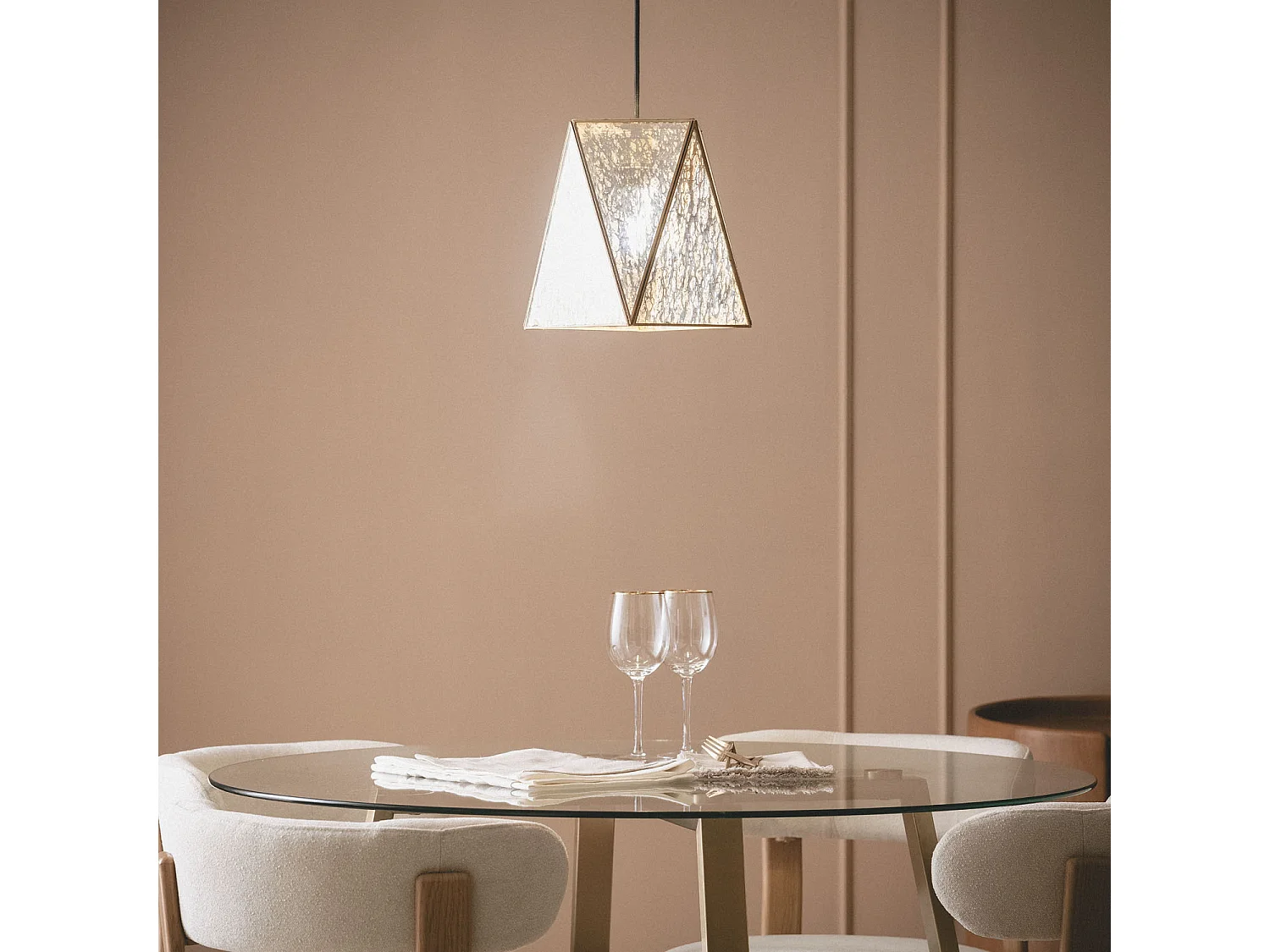 Suspension Métal et Verre Mattina Doré