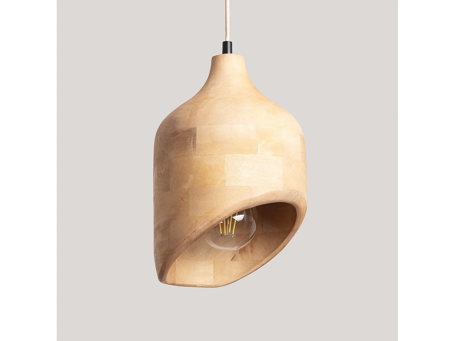 Lámpara Colgante Madera Akesh I ILUZZIA Natural