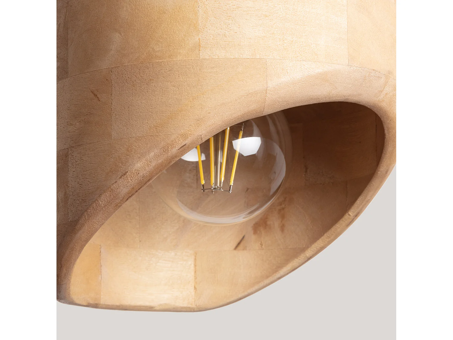 Lámpara Colgante Madera Akesh I ILUZZIA Natural