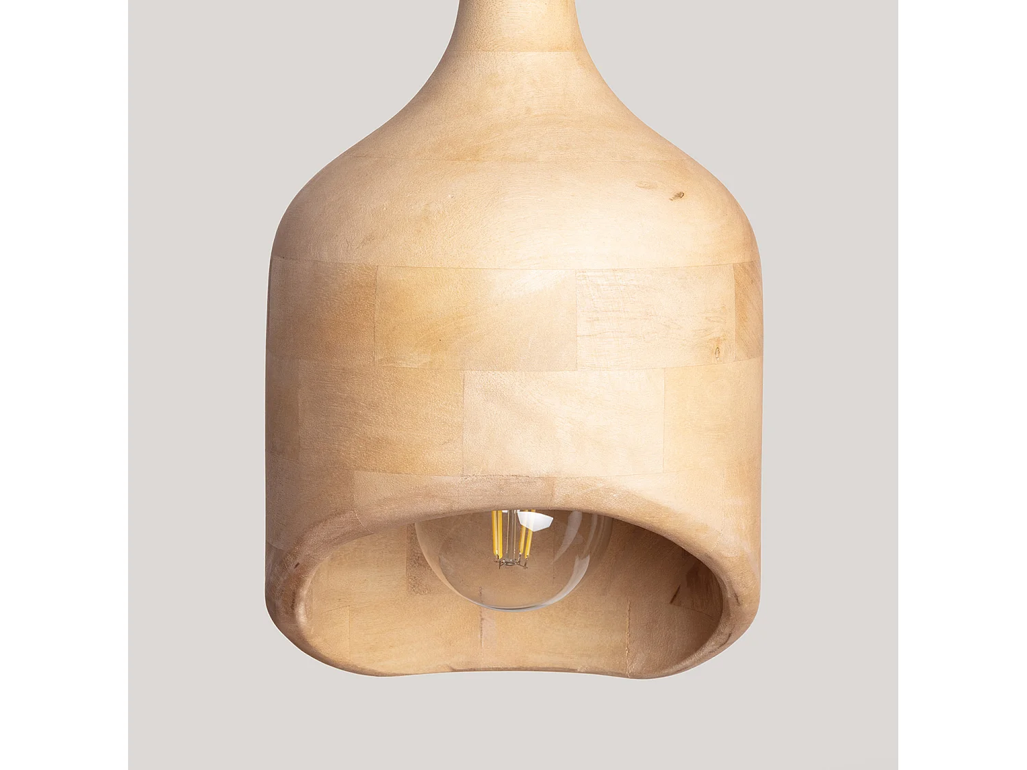 Lámpara Colgante Madera Akesh I ILUZZIA Natural