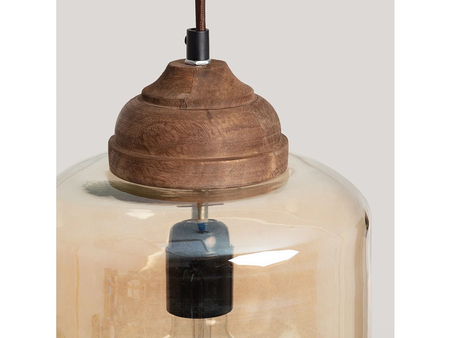 Suspension Bois et Verre Amber Dallas Ambre