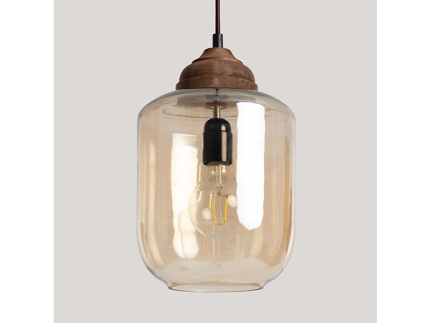 Suspension Bois et Verre Amber Dallas Ambre