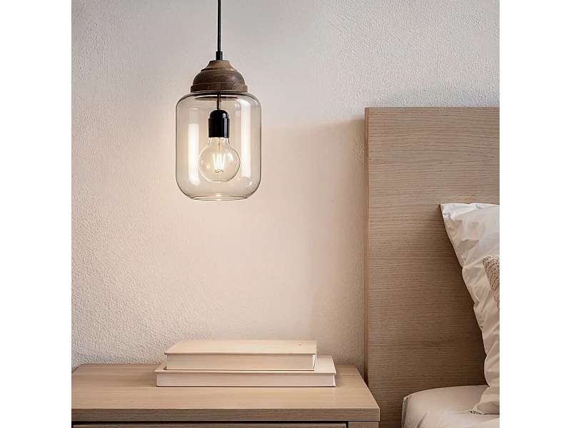 Suspension Bois et Verre Amber Dallas Ambre