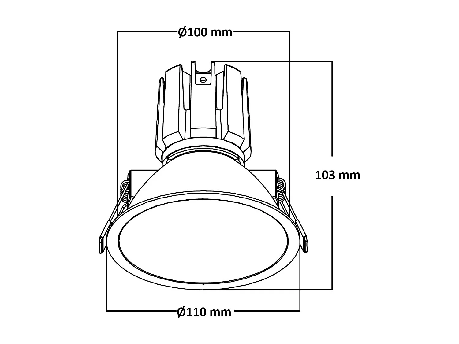 Spot Downlight LED 9W / 12W Conique Areni Coupe Ø 100 mm 3500K Noir Blanc chaud 12 W