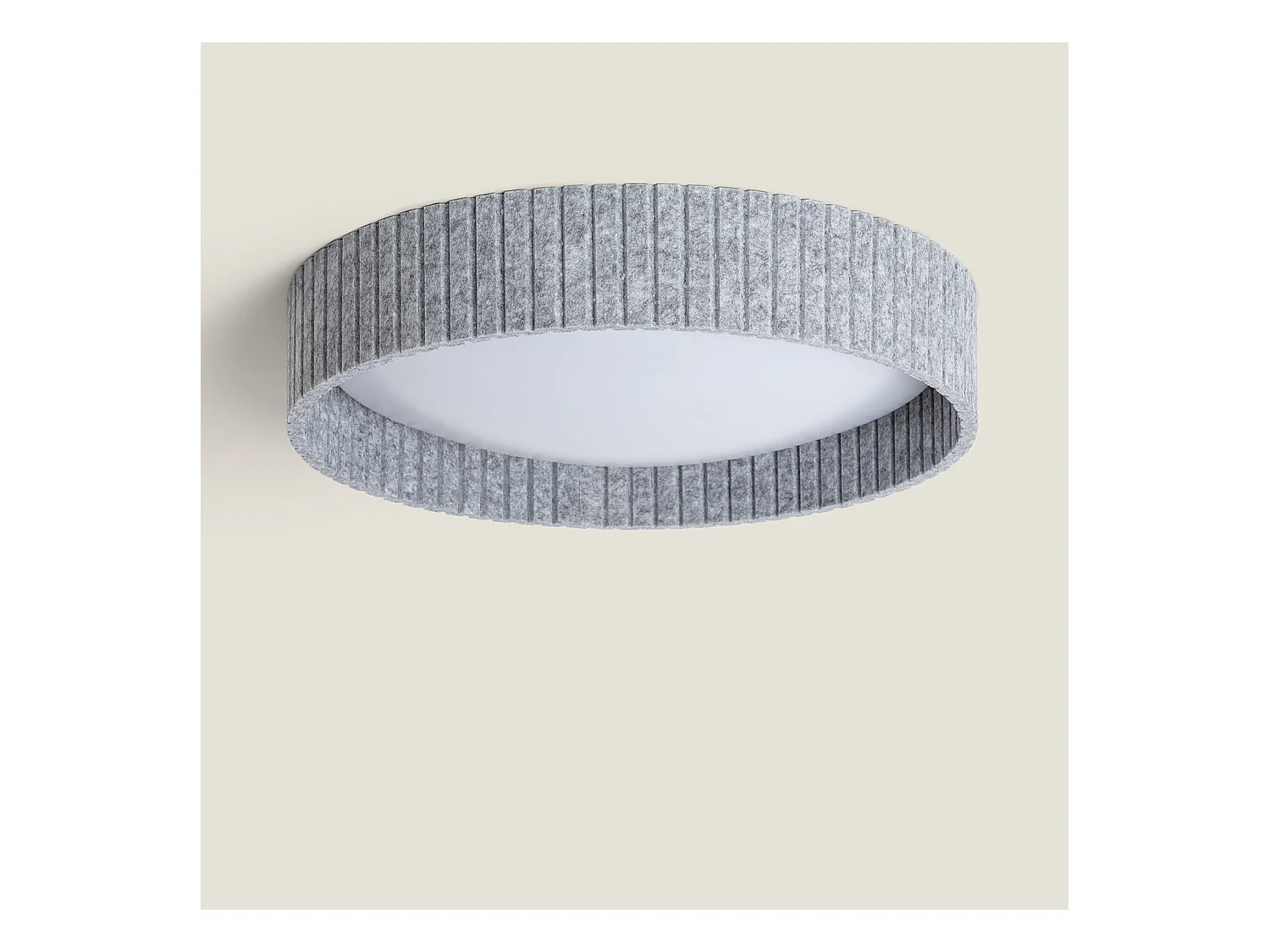 Plafonnier LED 24W Rond Feutre Ø500 mm CCT Sélectionnable Kaptyn Gris