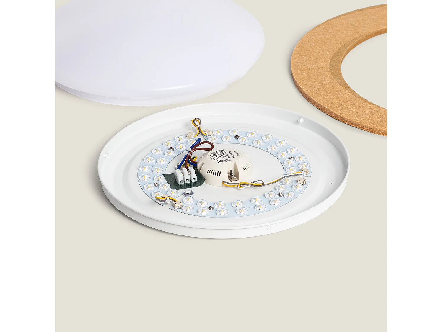 Plafonnier LED 18W Rond Feutre Ø460 mm CCT Sélectionnable Lezhan Camel