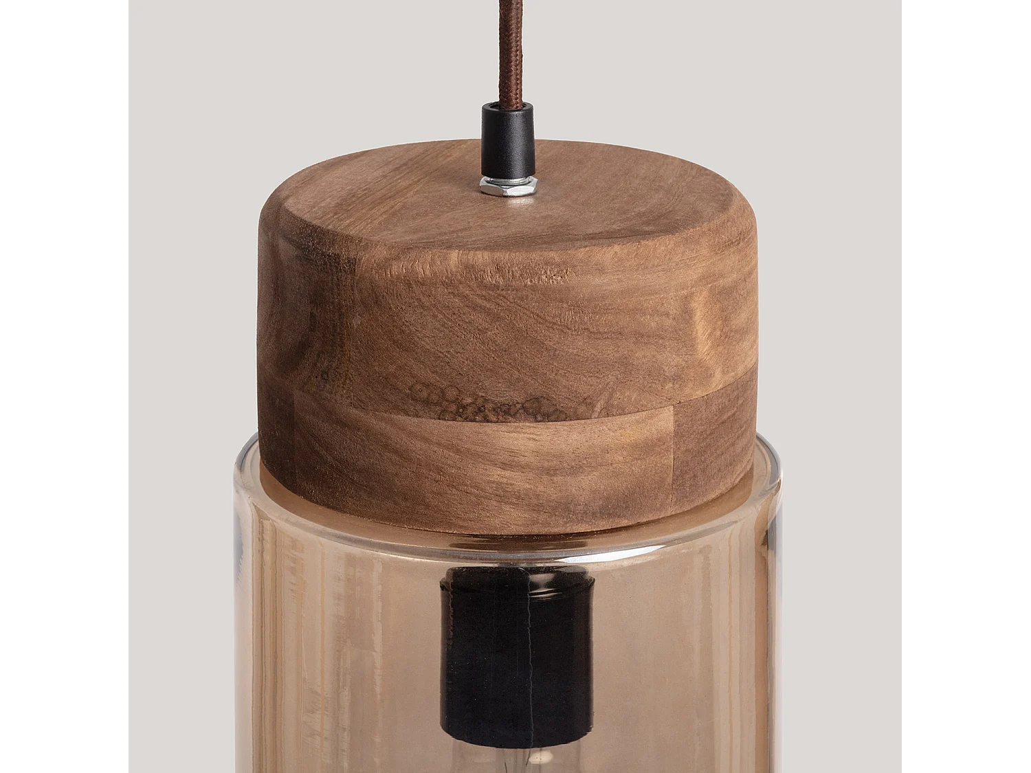 Lámpara Colgante Madera y Cristal Amber Dallas S ILUZZIA Ámbar