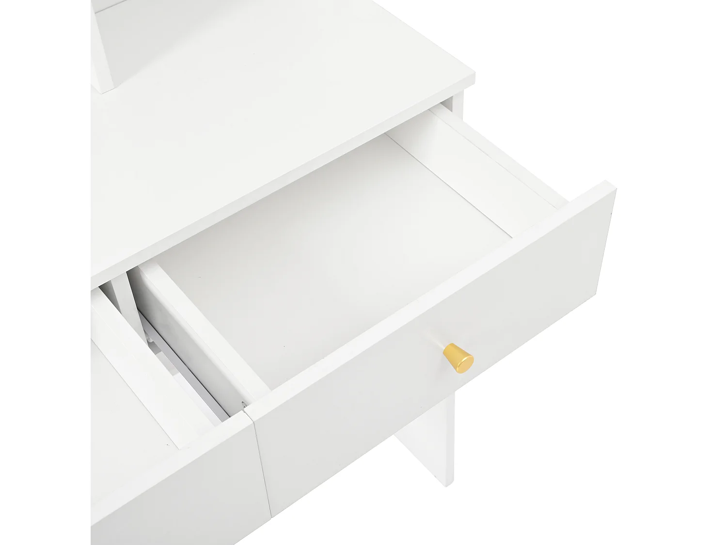 Coiffeuse avec miroir - avec tabouret - avec éclairage LED - avec luminosité réglable - avec 4 tiroirs - blanc