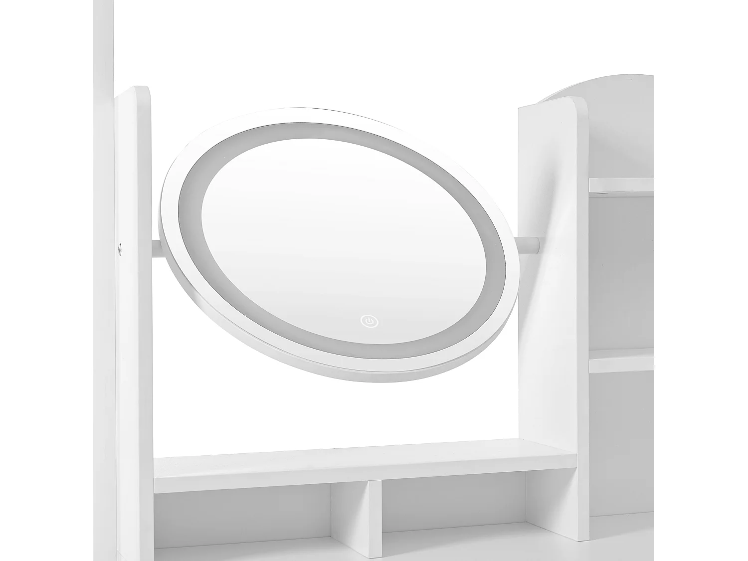 Coiffeuse avec miroir - avec tabouret - avec éclairage LED - avec luminosité réglable - avec 4 tiroirs - blanc