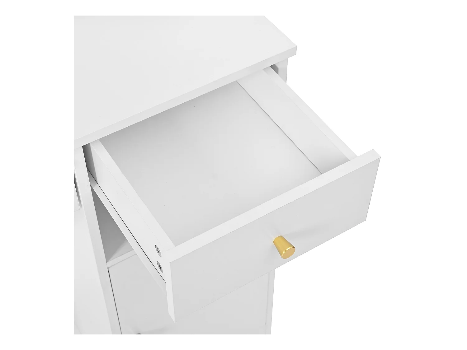 Kaptafel met spiegel - met krukje - met verstelbare LED-verlichting - 2 deuren en 3 laden - wit