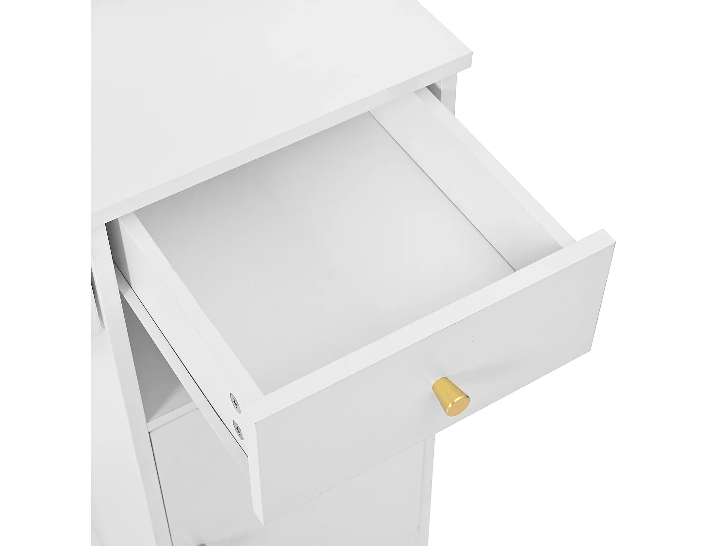 Coiffeuse avec miroir - avec tabouret - avec éclairage LED - avec luminosité réglable - 2 portes et 3 tiroirs - blanc