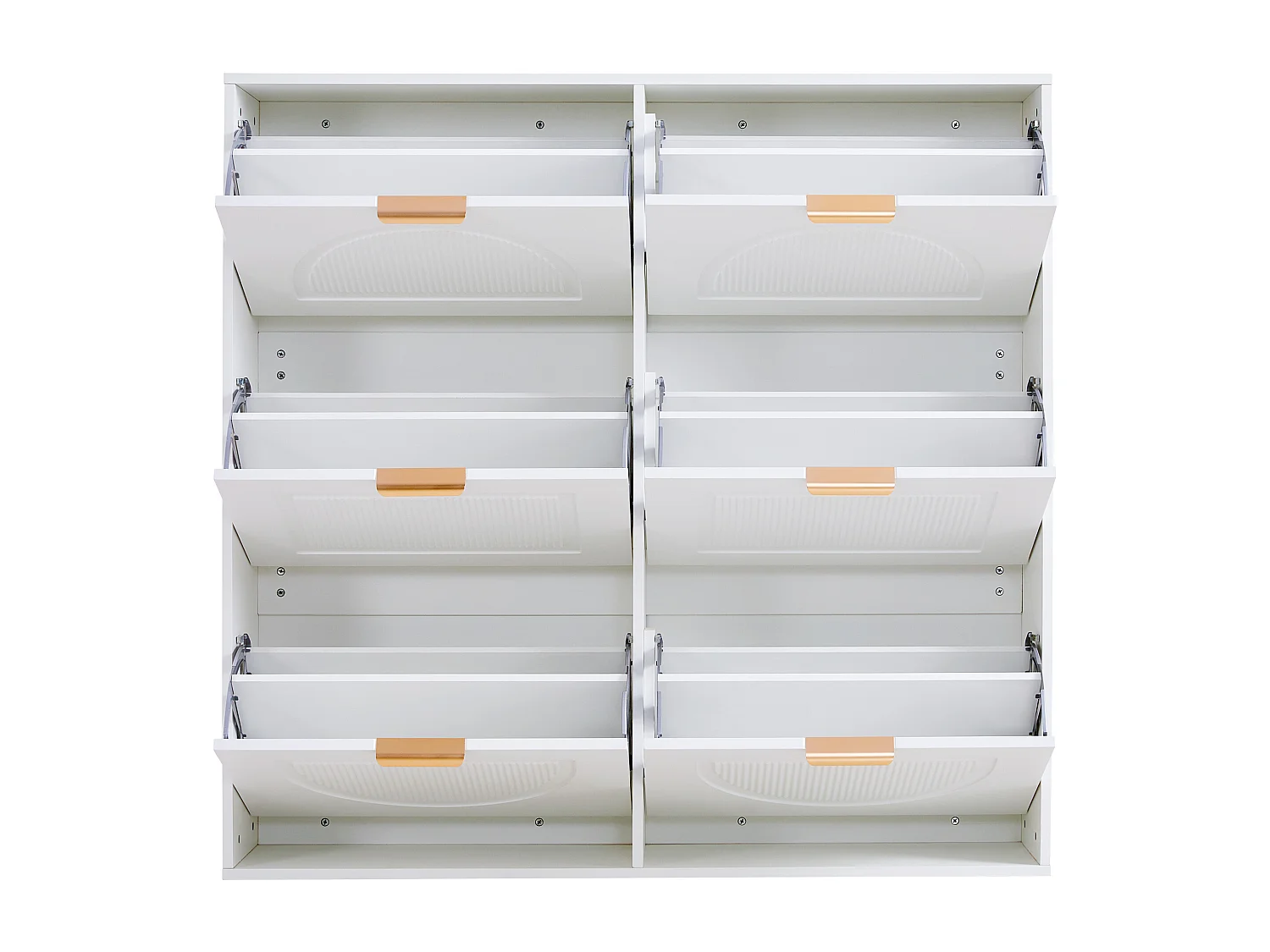 Moderne schoenenkast 118x25x115 cm - met 6 neerklapbare deuren - Wit