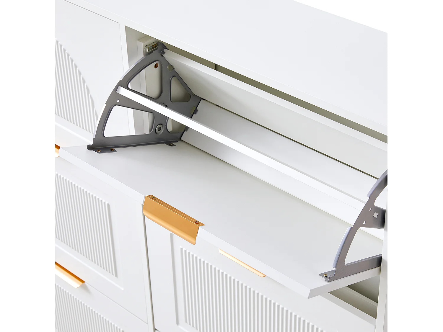 Moderne schoenenkast 118x25x115 cm - met 6 neerklapbare deuren - Wit