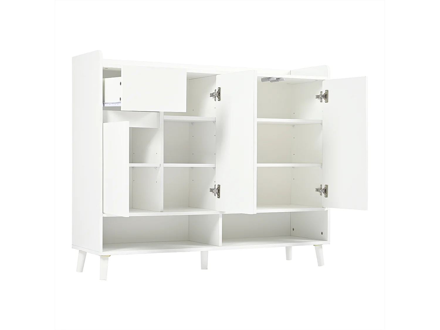 Meuble à chaussures moderne 120x35x99cm - 4 portes et 1 tiroir - Blanc