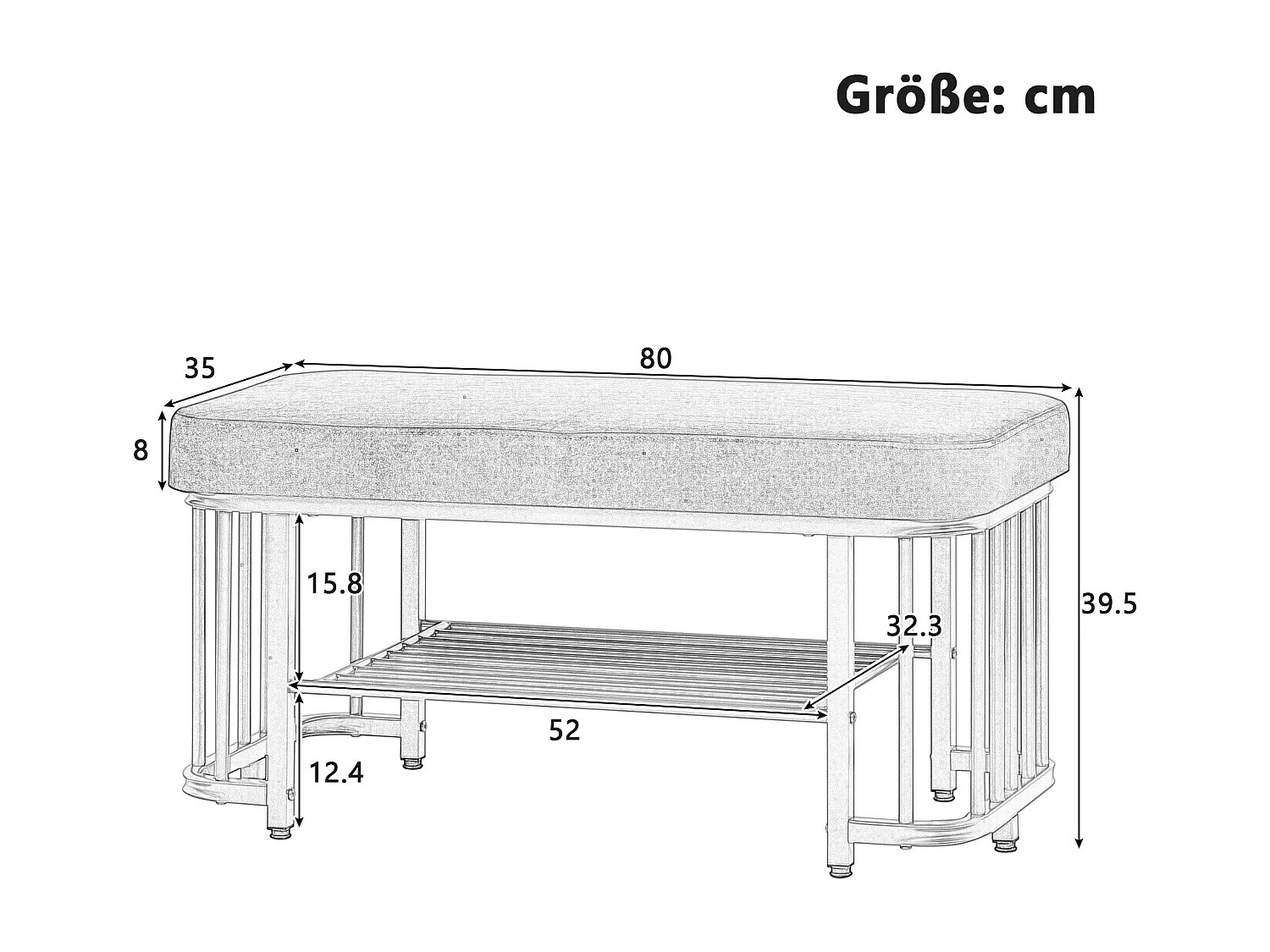 Armário de sapatos 80×35×39.5 cm - com prateleiras abertas - preto+cinza