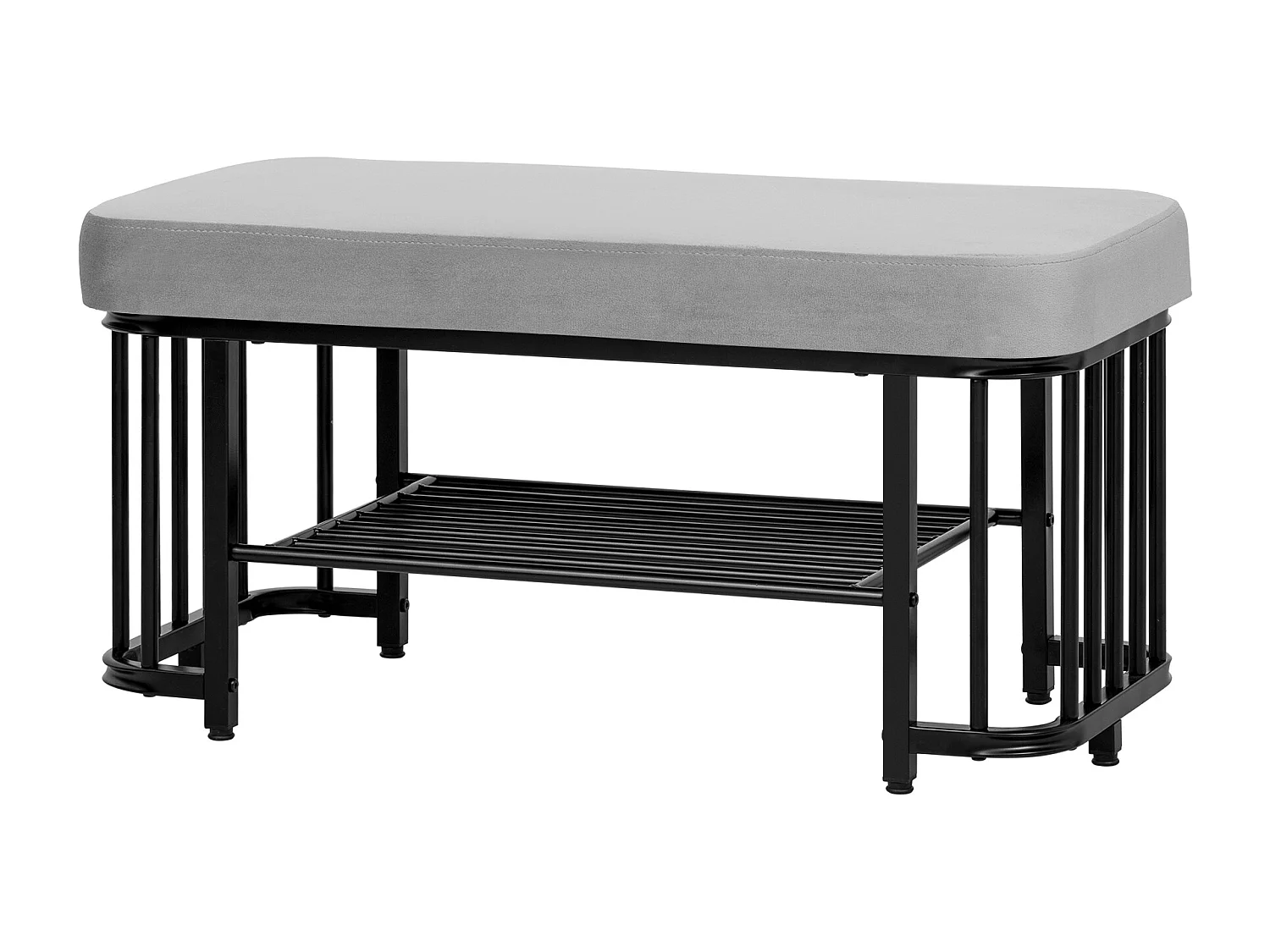 Armário de sapatos 80×35×39.5 cm - com prateleiras abertas - preto+cinza