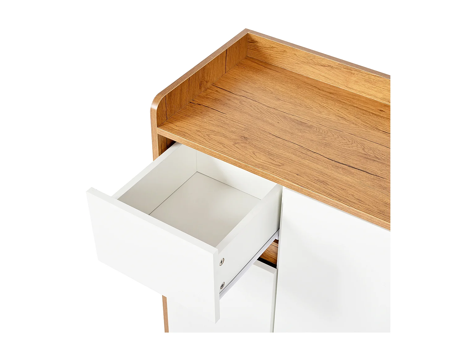 Meuble à chaussures moderne 90x35x99cm - 3 portes et 1 tiroir - Blanc+Marron