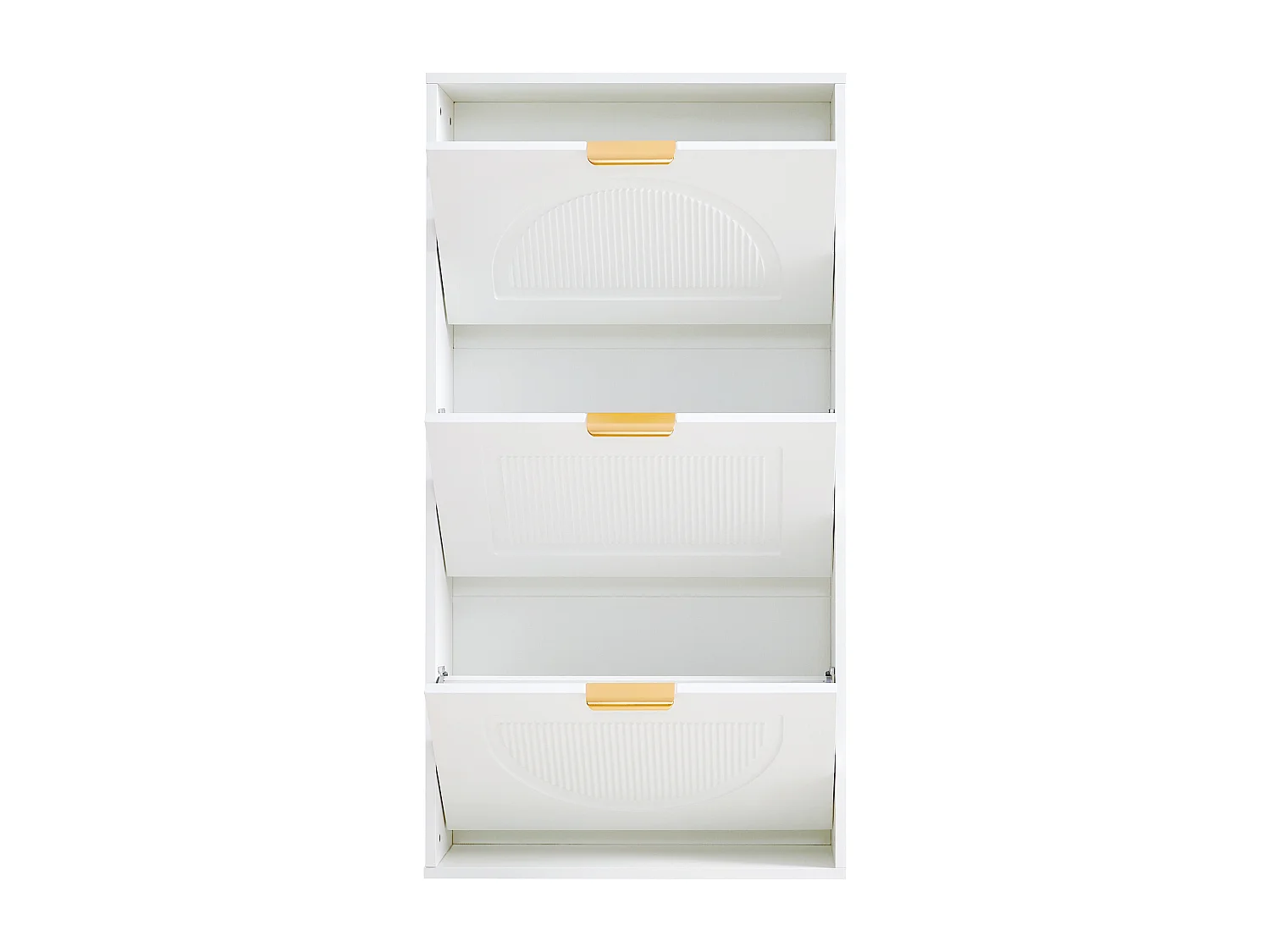 Moderne schoenenkast 60x24x114 cm - met 3 neerklapbare deuren - Wit