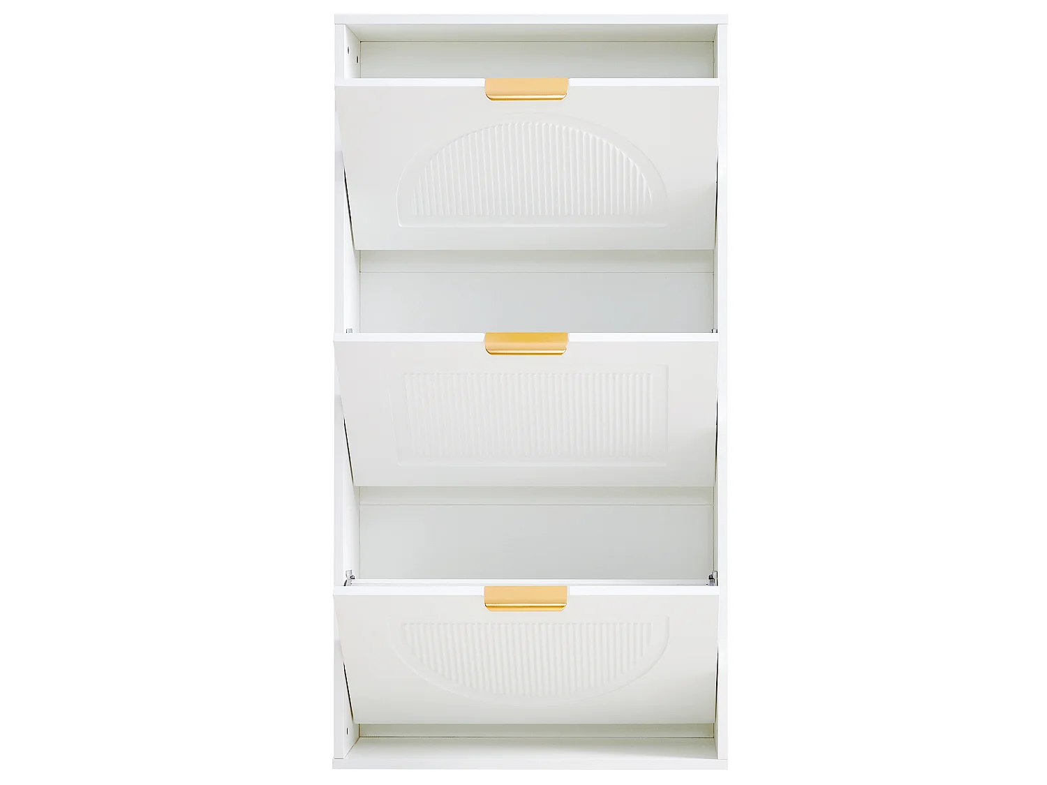 Meuble à chaussures moderne 60x24x114cm - 3 portes abattants - Blanc